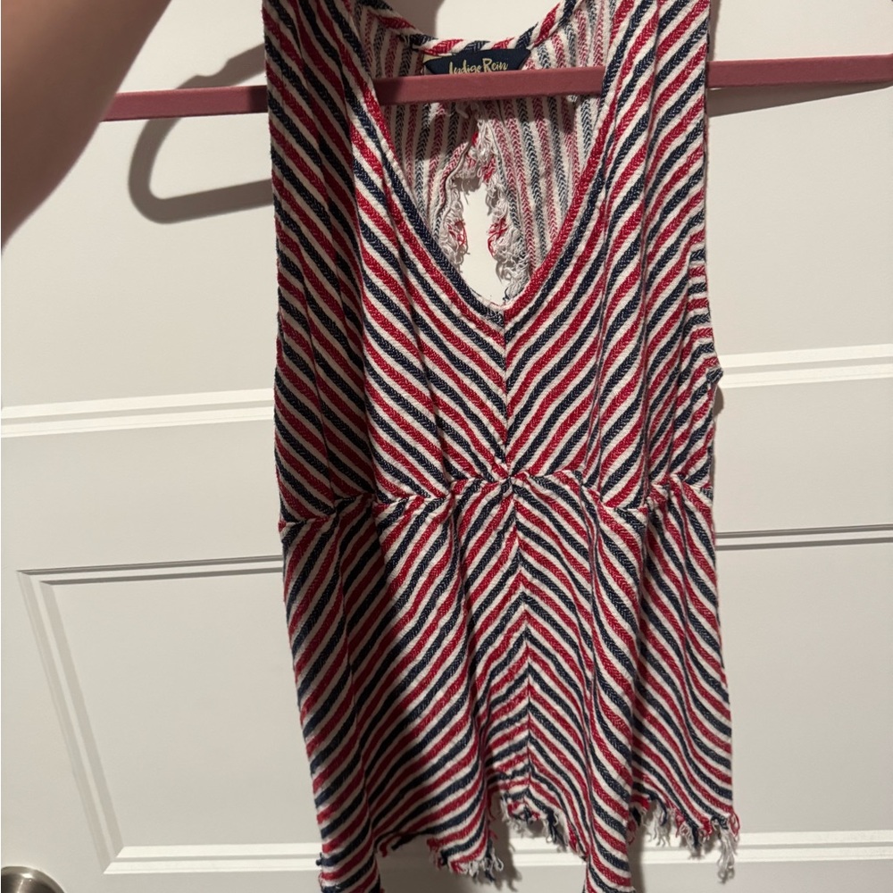 Indigo Rein Chevron Striped Tank Top - Red, White, and Blue